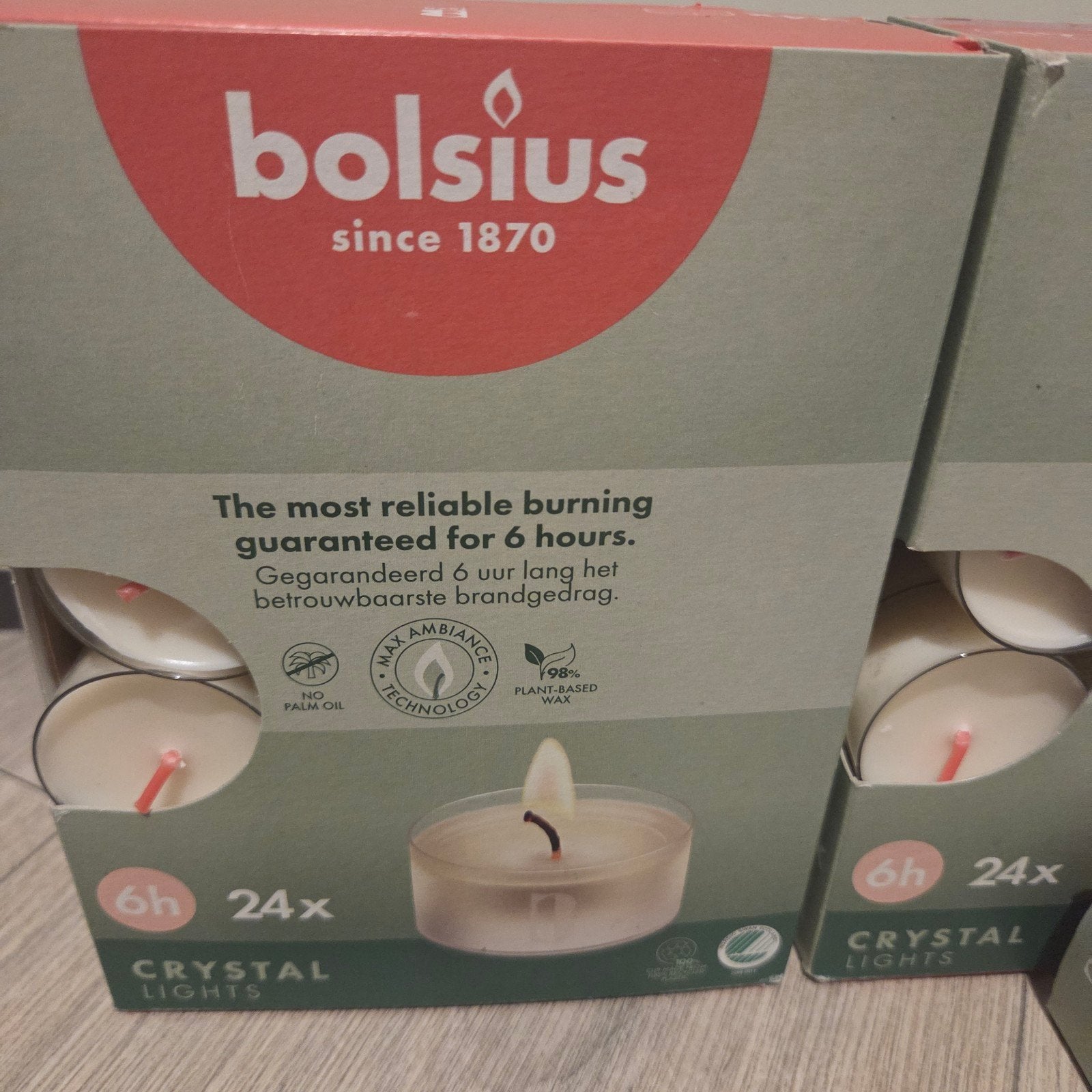 Bolsius Crystal Lights Waxinelichtjes 6 uur - 5x24 stuks, Ophalen