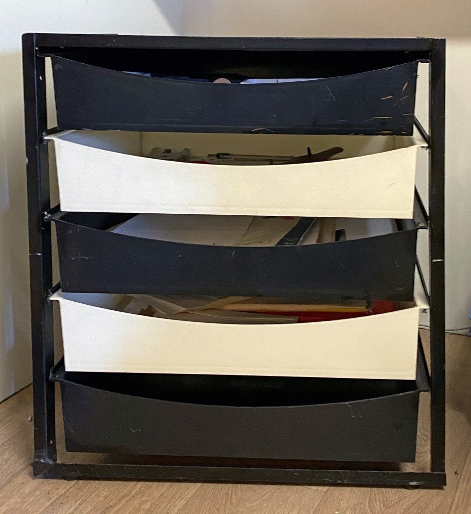 Ladenkastje zwartwit, retro, Huis en Inrichting, Ophalen, 50 tot 100 cm, 3 of 4 laden, Minder dan 100 cm