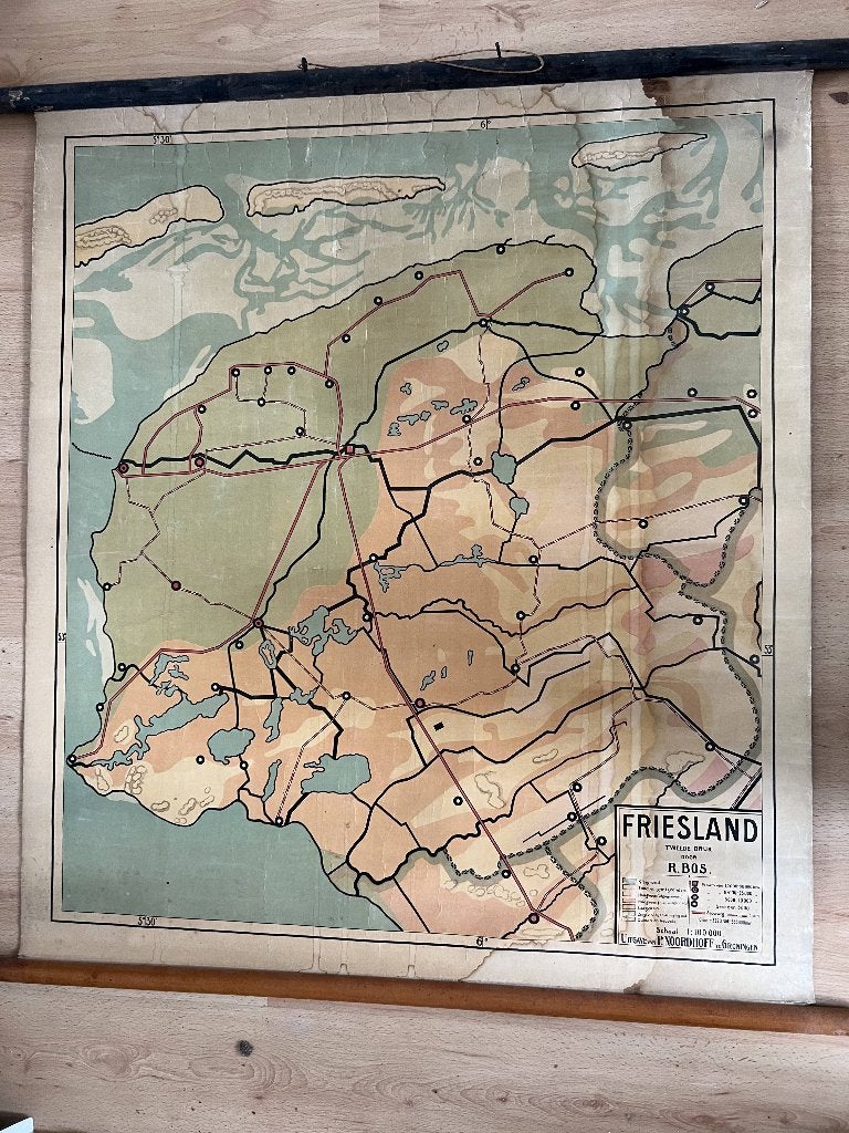 oude landkaart van friesland, Boeken, Atlassen en Landkaarten, Gelezen, Ophalen of Verzenden, Landkaart, 1800 tot 2000
