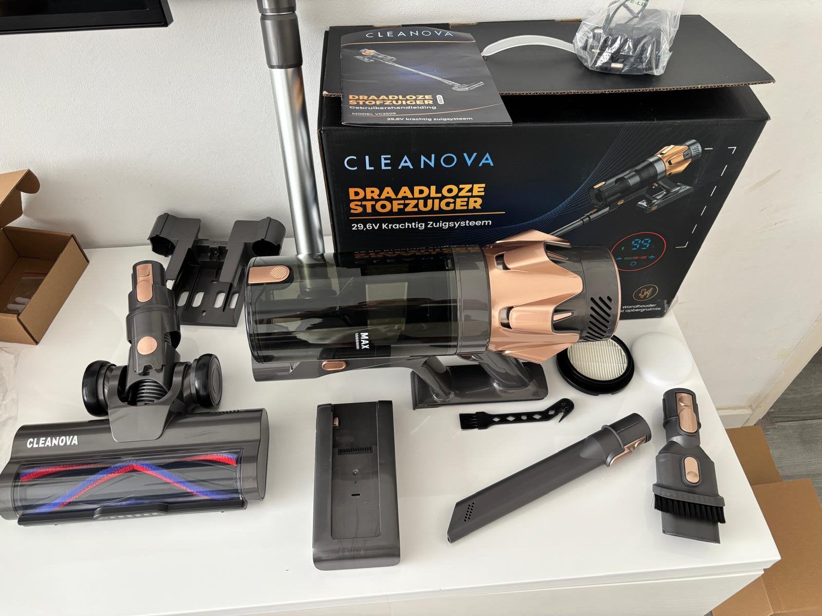 Cleanova Steelstofzuiger 60minuten kruimeldief draadloos New