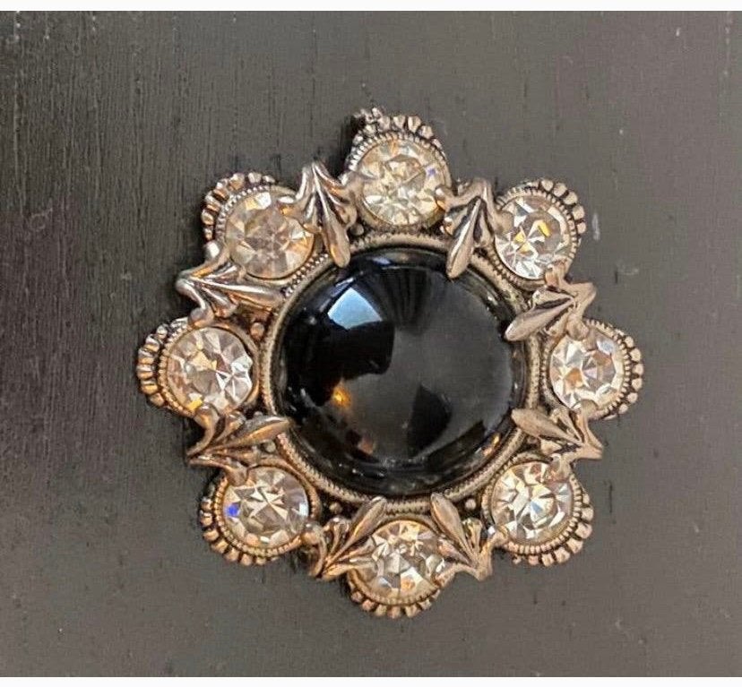 Vintage broche met onyx -ontwerp van Dieter Knobloch, Ophalen, Zo goed als nieuw, Zwart, Overige materialen