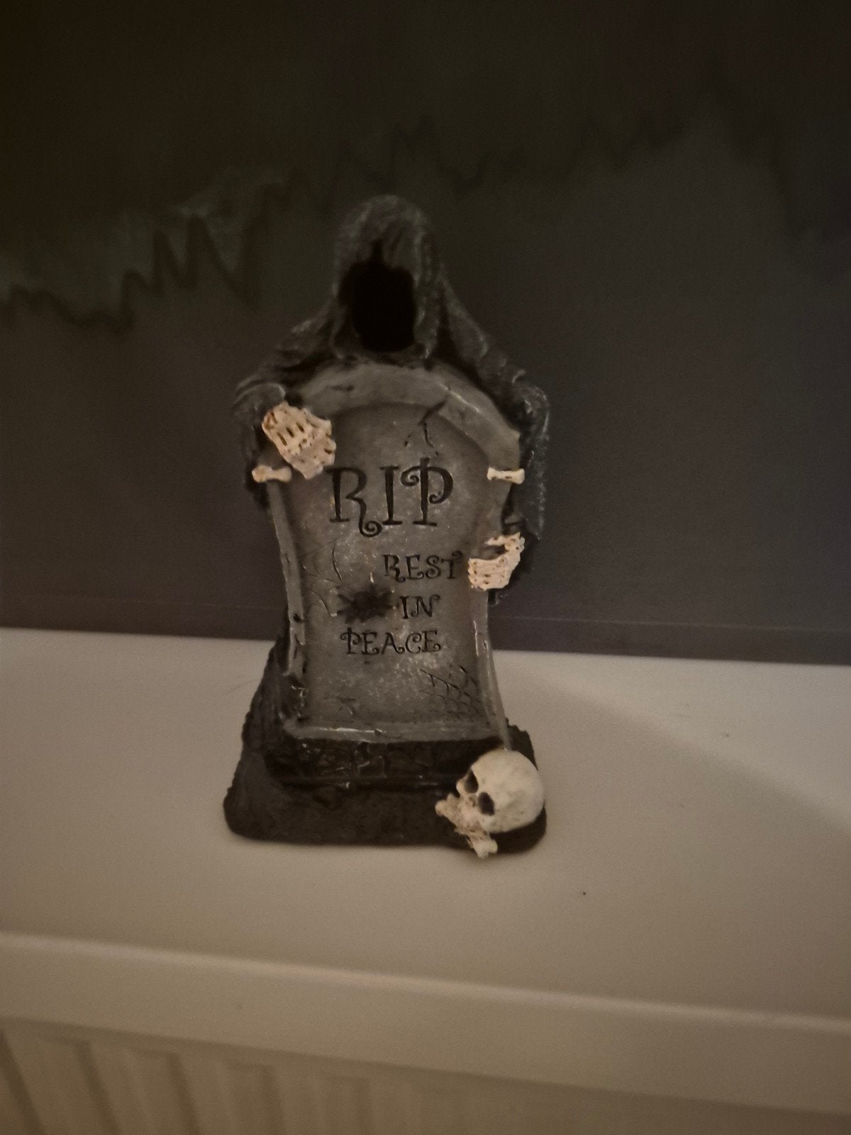 Phantom met grafsteen en licht, Ophalen of Verzenden, Zo goed als nieuw, Versiering, Halloween of Griezel