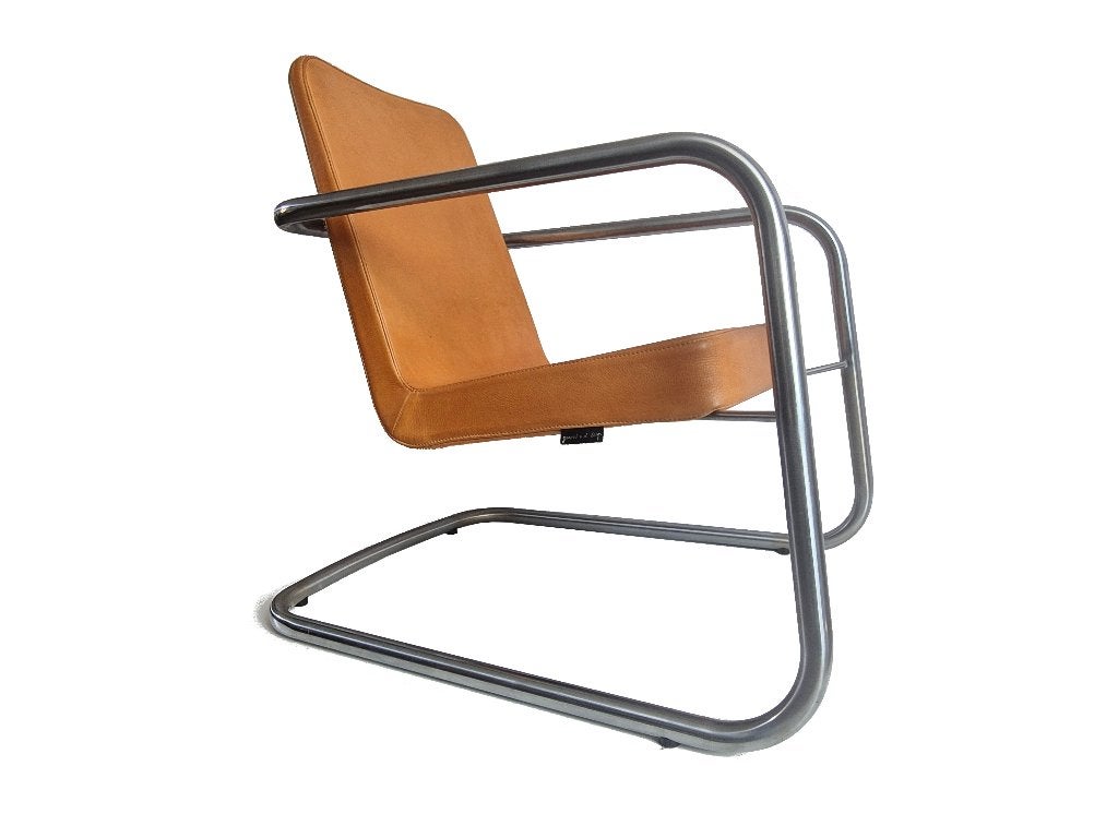 Zeer zeldzame minimalistische Gerard vd Berg design fauteuil, Ophalen, Gebruikt, 75 tot 100 cm, Leer