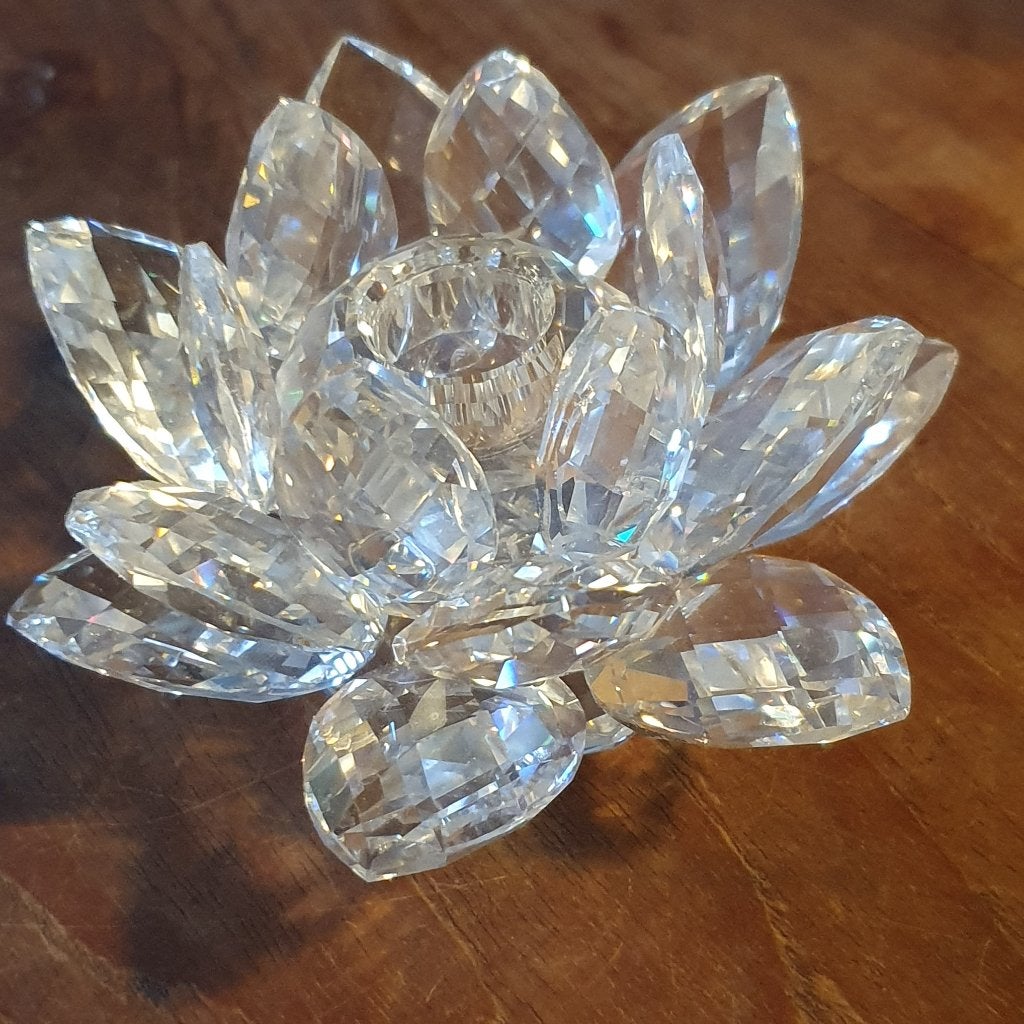 Swarovski kandelaar waterlelie middelgroot, Verzamelen, Swarovski, Ophalen, Zo goed als nieuw, Figuurtje