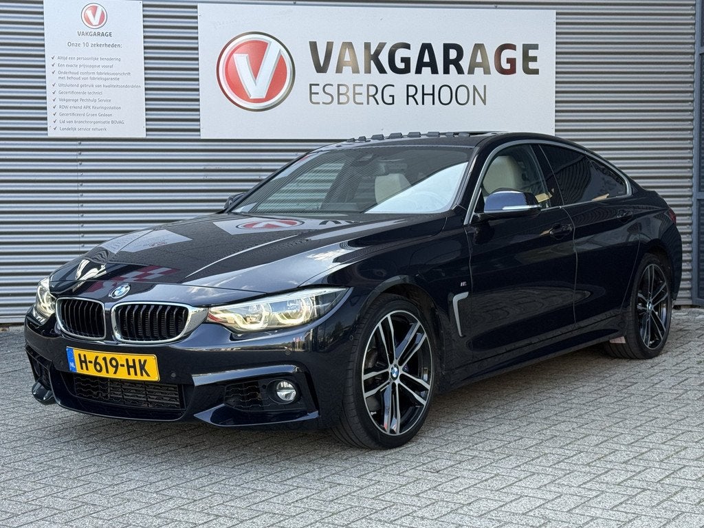 BMW 4 Serie Gran Coupé 418i High Executive SCHUIFDAK,LEER,H, Automaat, 12 maanden, Gebruikt, Zwart