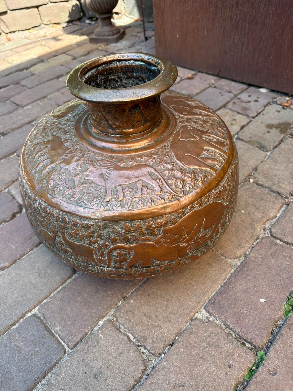 Antieke zeldzame qajar-dynastie 1880 grote koperen pot, Antiek en Kunst, Ophalen of Verzenden