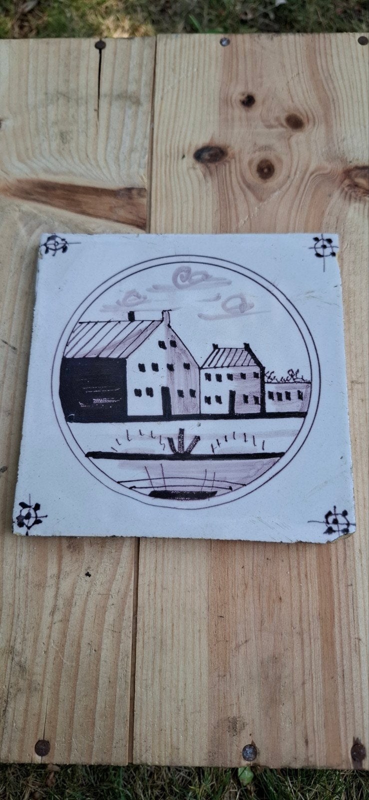 1 antieke tegel Makkum of Harlingen rond 1850, Ophalen of Verzenden