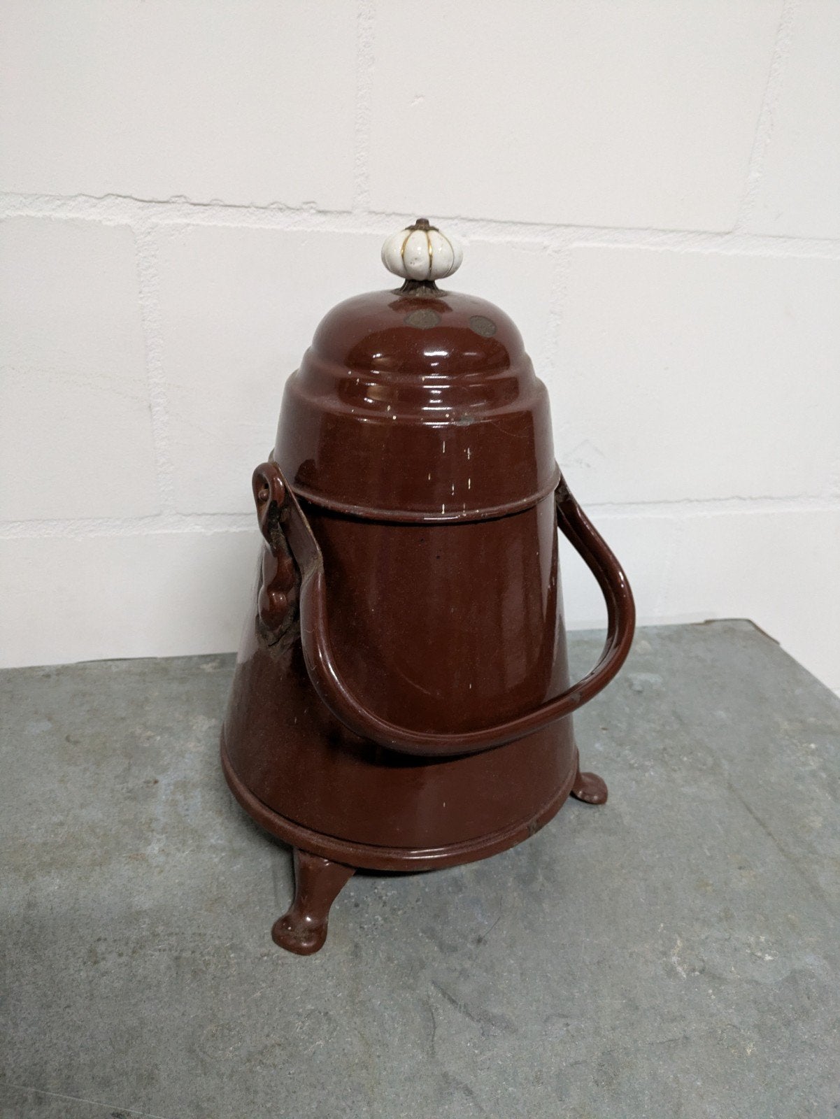 Antieke Bruin Geëmailleerde Kolenkit Kolenemmer Doofpot, Antiek en Kunst, Ophalen of Verzenden