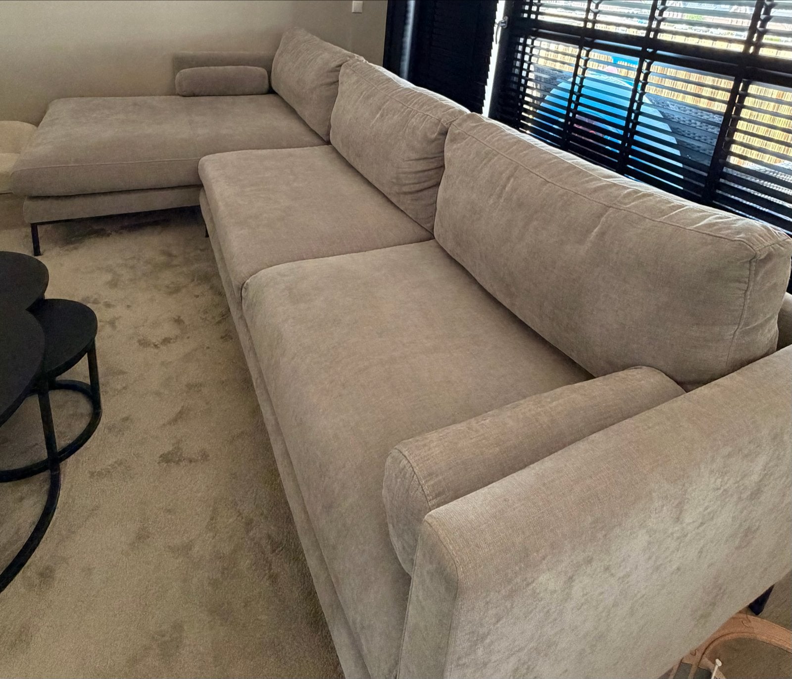 Zandkleurige Loungebank, Ophalen, Hoekbank, 300 cm of meer, 75 tot 100 cm