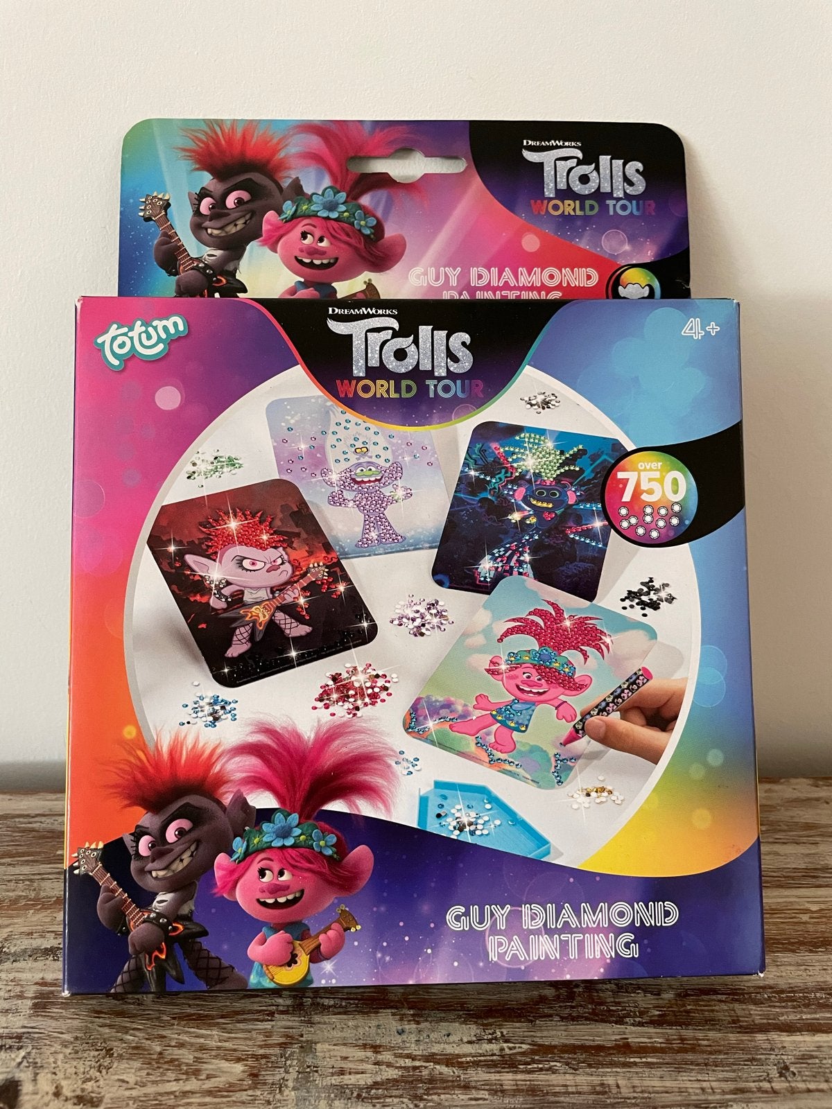 Trolls Diamond Painting Totum - 4 kaarten, 750 diamonds, Film en tv, Diamond painting, Nieuw, Meerkleurig