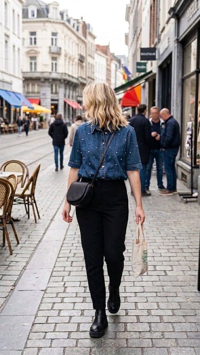 ONLY spijkerblouse met strass steentjes, Blauw, Ophalen of Verzenden, Maat 36 (S), ONLY