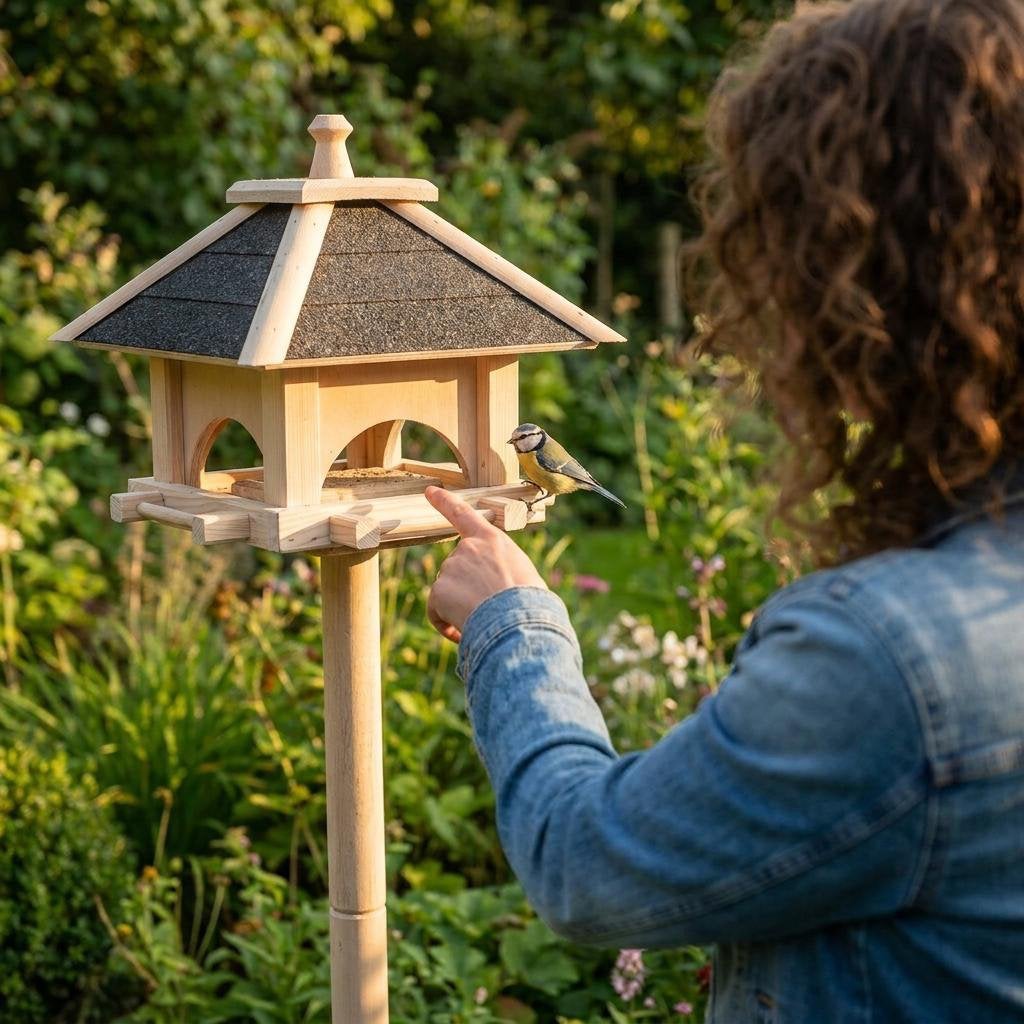 Vogelvoederhuis op Paal met Bitumen Dak, Tuin en Terras, Ophalen of Verzenden, Zo goed als nieuw