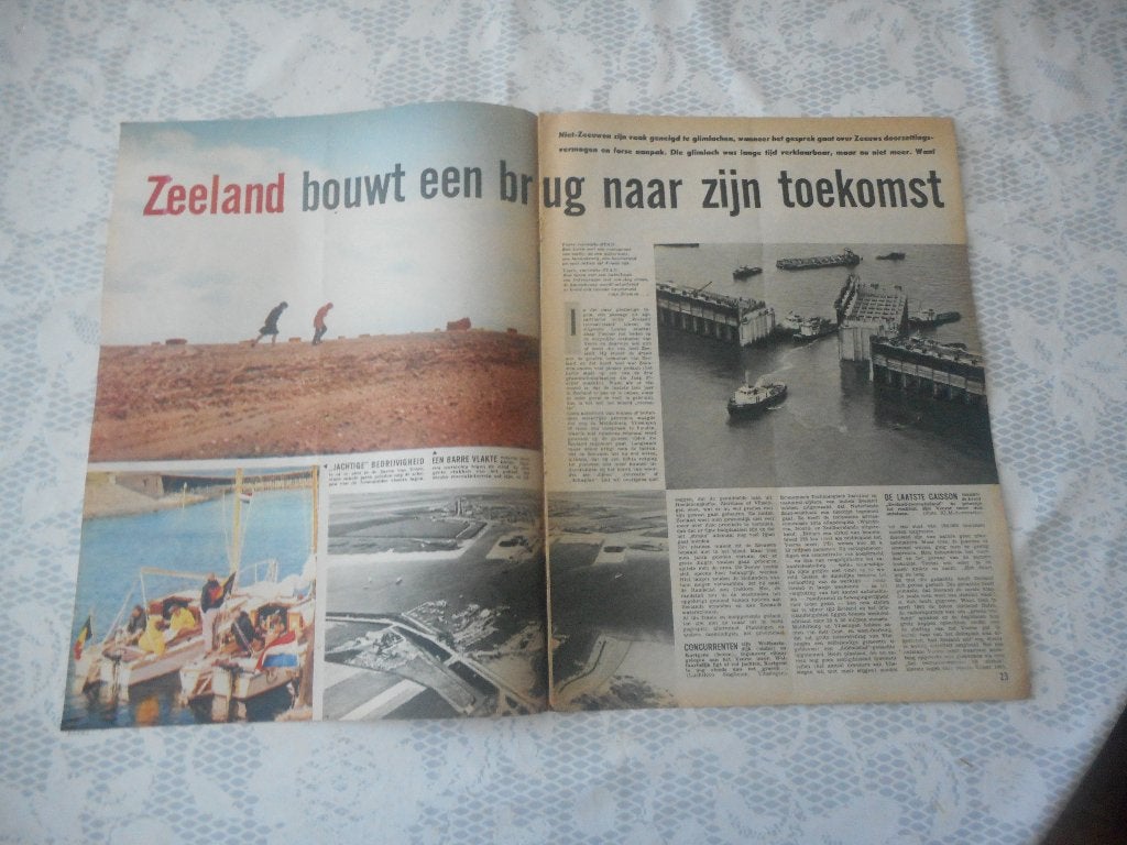 Zeeland. Bouwt brug naar zijn toekomst. 1962., Ophalen of Verzenden, 1960 tot 1980, Nederland, Knipsel(s)