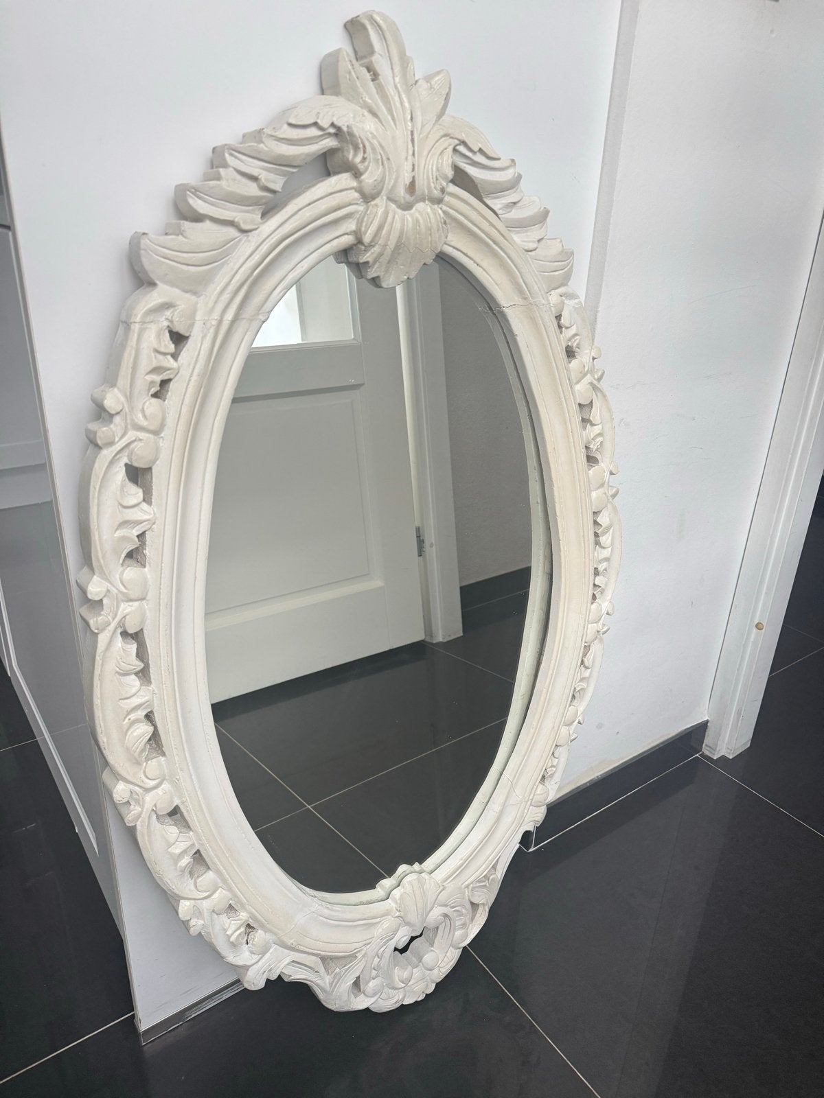 Ovale spiegel met sierlijke lijst - Barok stijl, Ophalen, Gebruikt, 100 tot 150 cm, Ovaal