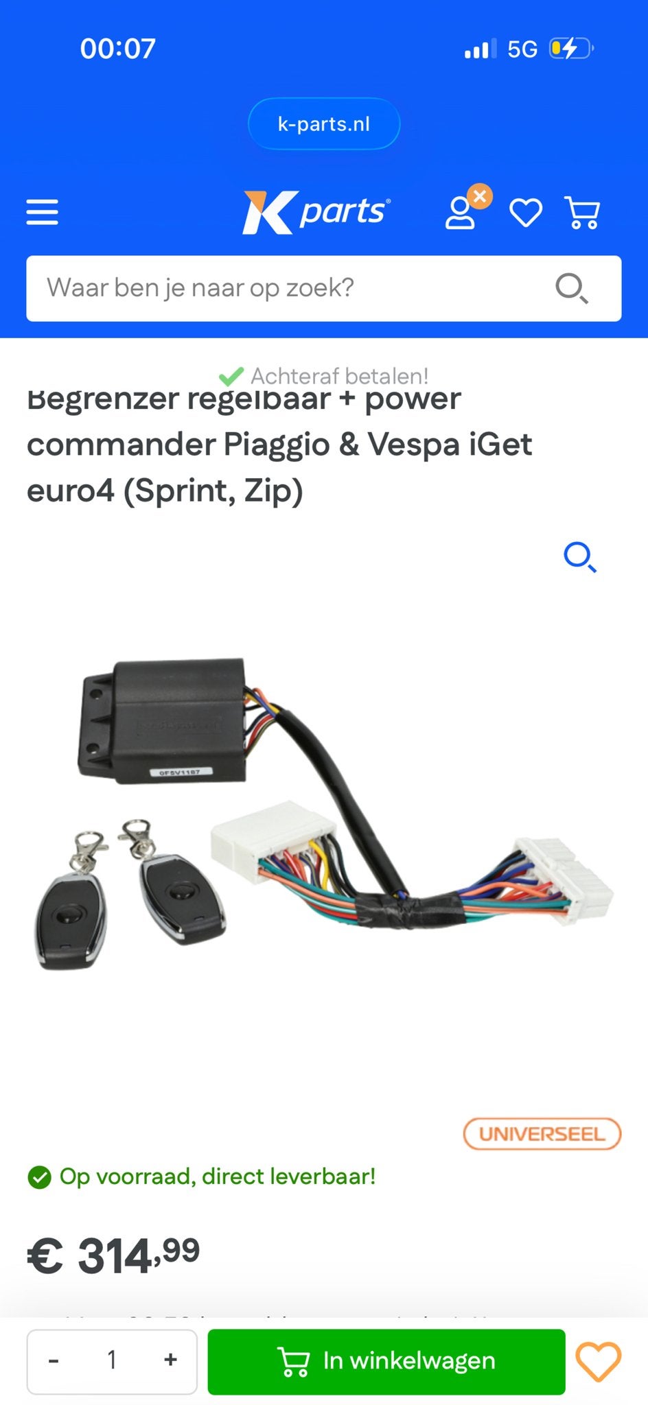 Euro 4 iget Begrenzer power commander Piaggio & Vespa, Ophalen, Gebruikt, Overige typen, Piaggio