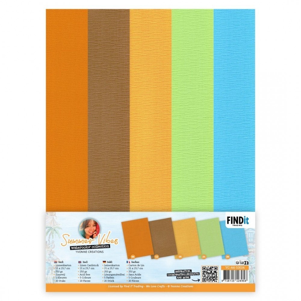 Yvonne Creations Summer Vibes linnenkarton A4 20 vellen YC-A, Overige merken, Papier of Karton, ., Nieuw
