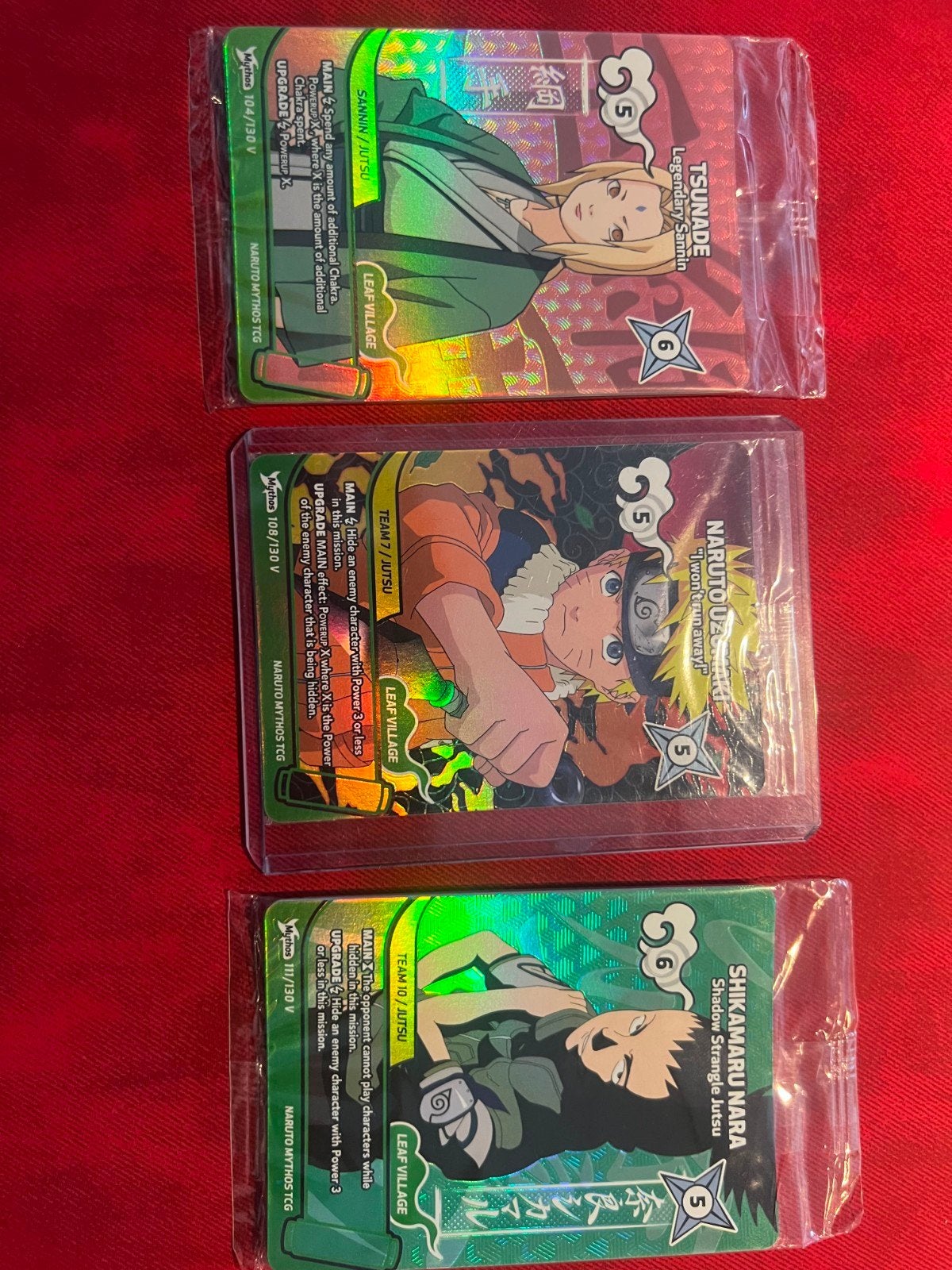 Naruto Mythos TCG Kaarten: Naruto, Tsunade, Shikamaru, Ophalen of Verzenden, Zo goed als nieuw