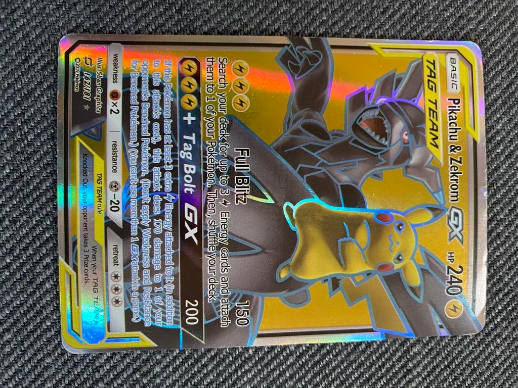 Pikachu & Zekrom GX, Ophalen, Zo goed als nieuw, Losse kaart
