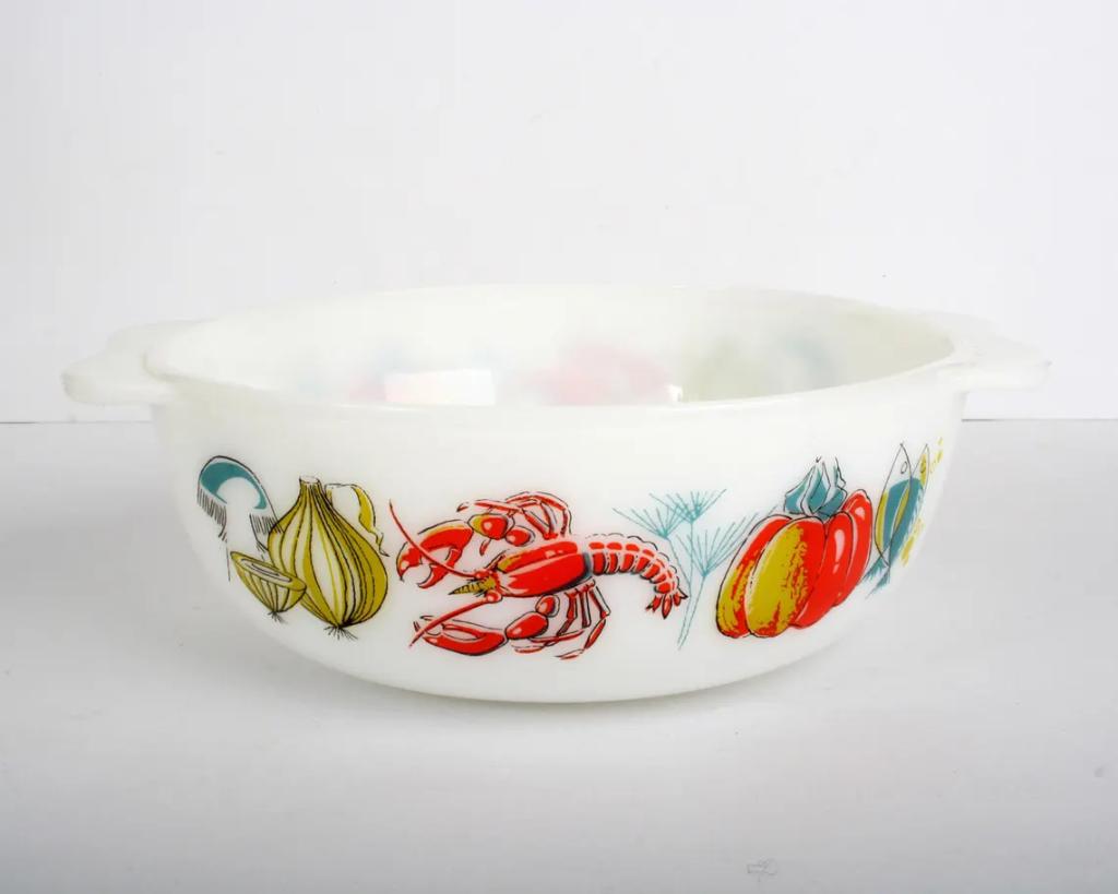 Vintage ovenschaal JAJ England schaal kreeft lobster Pyrex, Ophalen of Verzenden, Huis en Inrichting