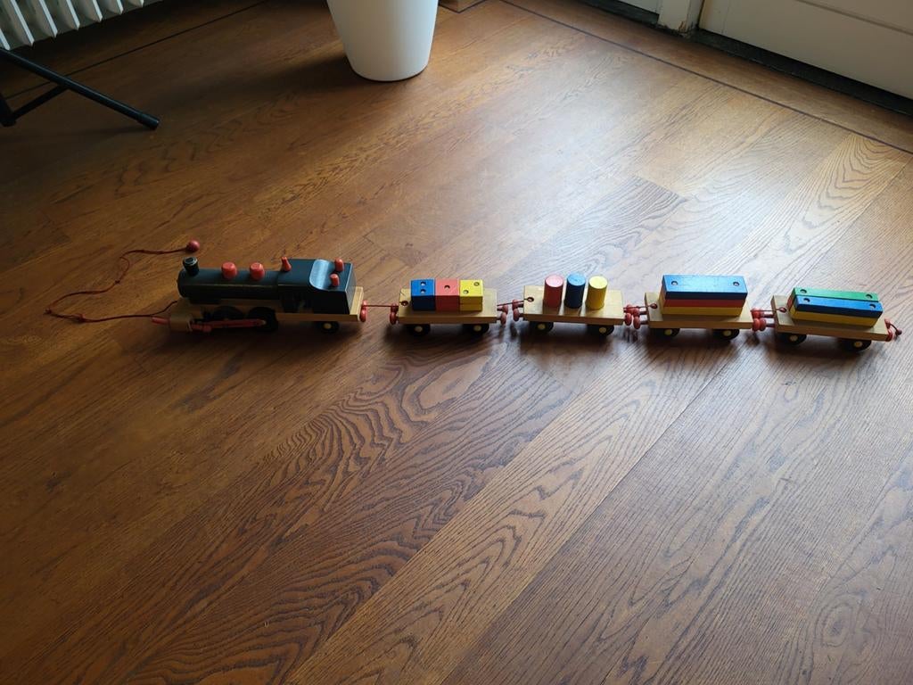 LAATSTE KANS Houten trein met blokken, Ophalen of Verzenden