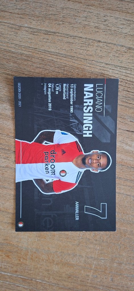 Spelerskaart; Luciano Narsingh # Feyenoord / PSV, Ophalen of Verzenden, Nieuw, Feyenoord, Spelerskaart