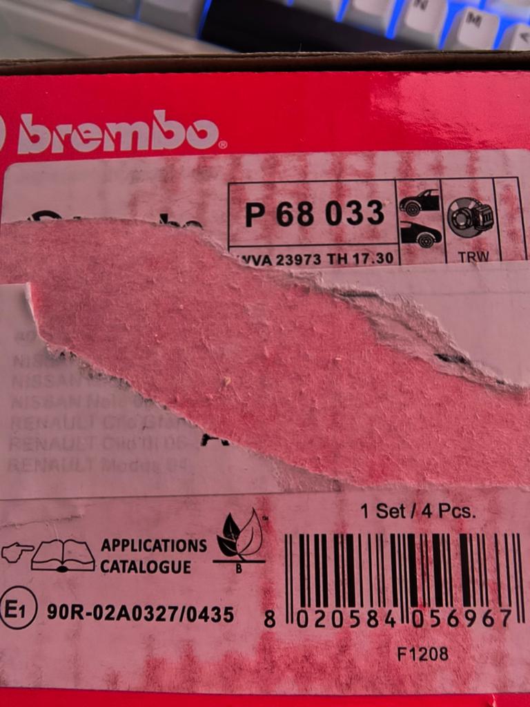REMBLOKKEN BREMBO P 68 033, Ophalen of Verzenden, Nieuw
