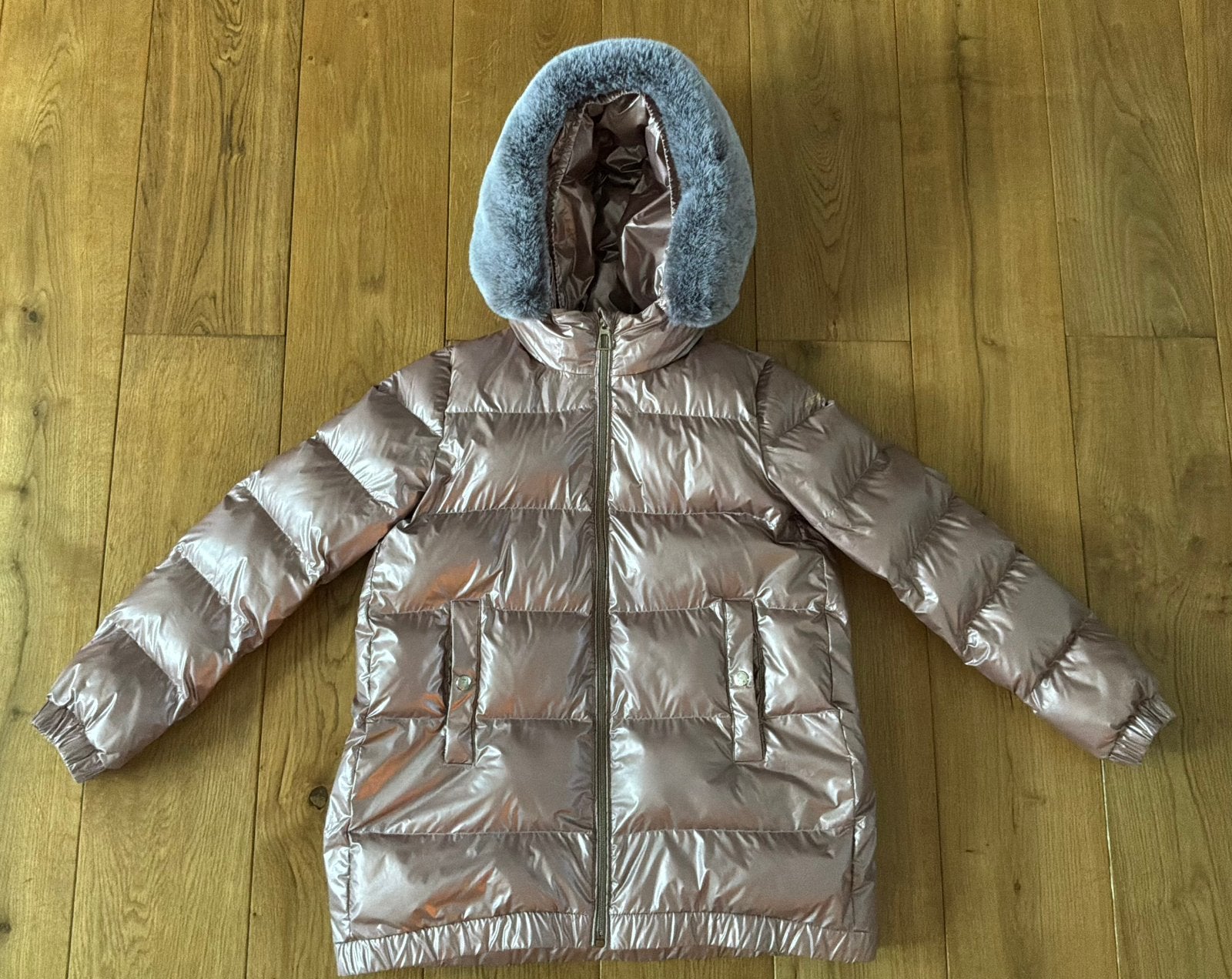 Geox winterjas meisjes – metallic oudroze – maat 152 / 12 j, Ophalen of Verzenden, Zo goed als nieuw, Meisje, Jas