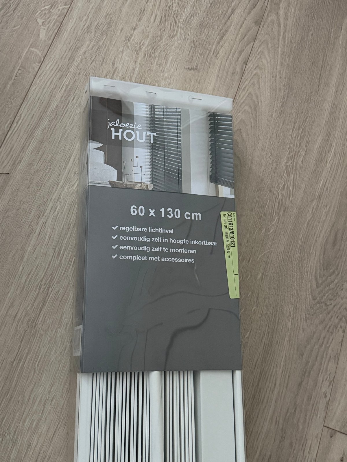 Houten jaloezie 60x130 cm wit - Nieuw in verpakking, Ophalen, Jaloezie, Overige merken, Wit