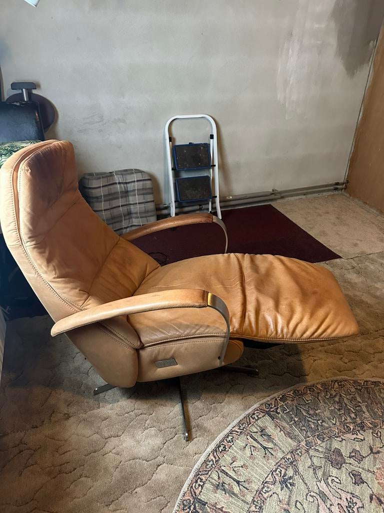 Prominent relaxstoel., Gebruikt, Minder dan 75 cm, Leer, Ophalen of Verzenden