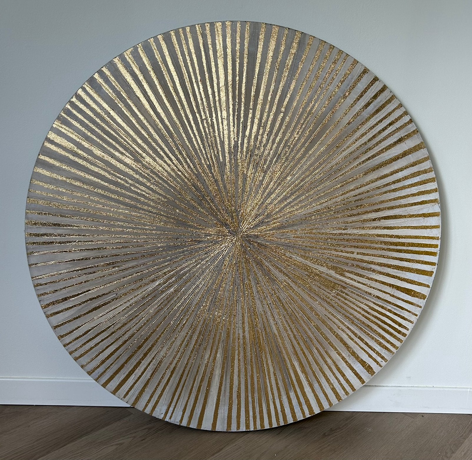 Gouden wanddecoratie cirkel - Modern design - dia 90 cm ZGAN, Ophalen, 90 cm, Wandcirkel, Met ophangsysteem