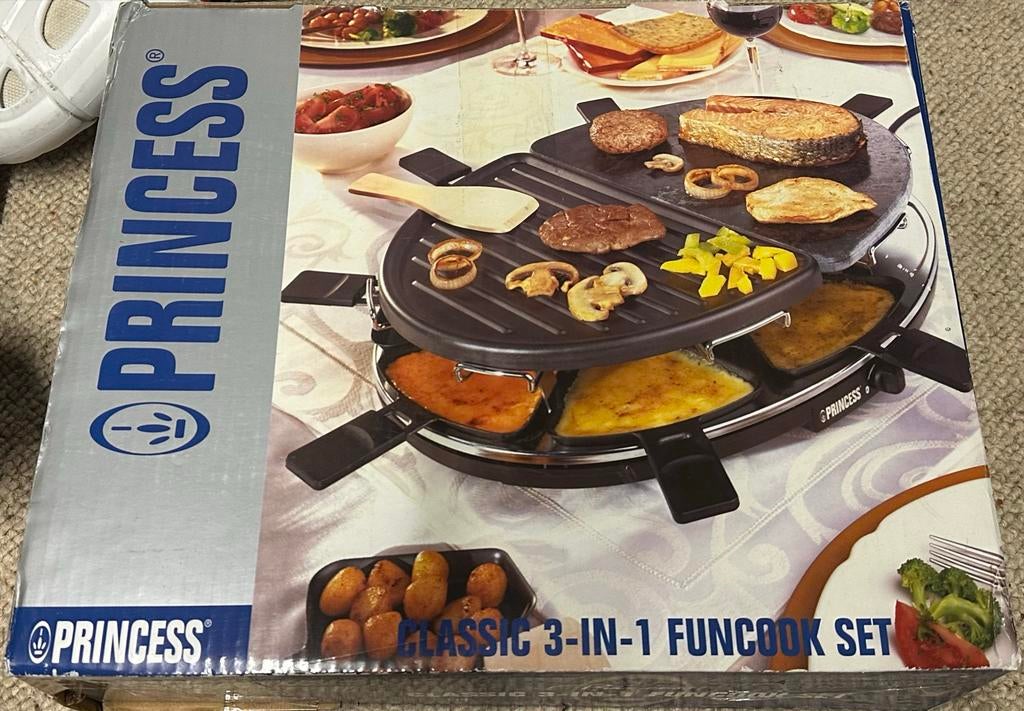 Princess 3-in-1 Fun Cook Set Raclette Grill, Ophalen of Verzenden, Zo goed als nieuw, 4 t/m 7 personen