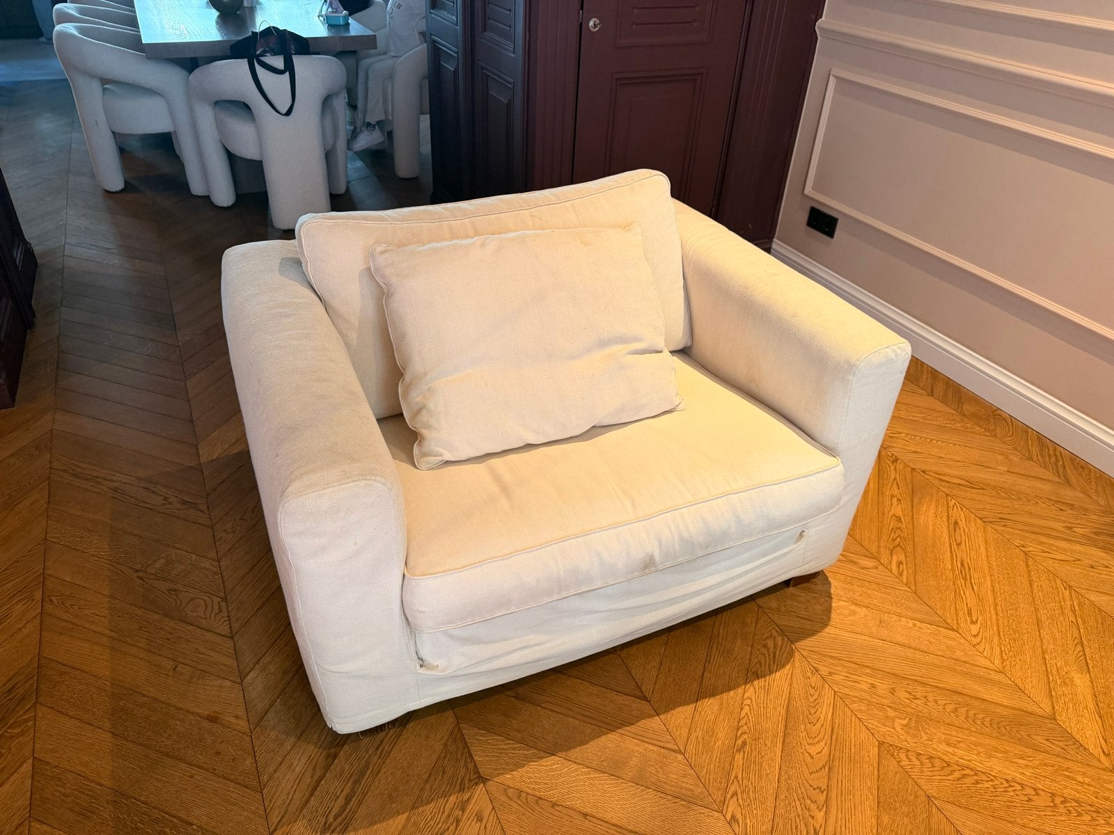 Linteloo fauteuil, comfortabele stoffen stoel, Ophalen of Verzenden, Gebruikt, Stof, 100 tot 125 cm