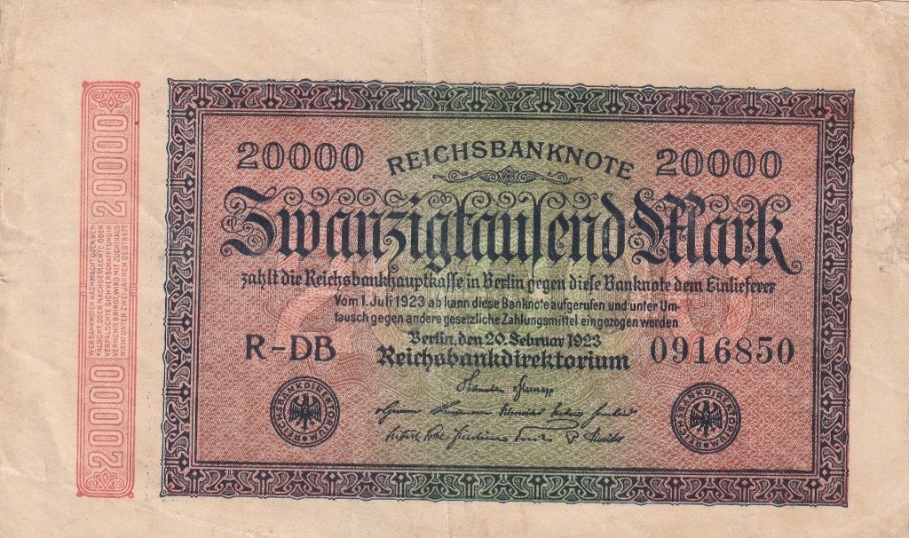 Duitsland 20.000 mark 20-2-1923 watermerk E, Postzegels en Munten, Bankbiljetten | Europa | Niet-Eurobiljetten, Verzenden, Duitsland