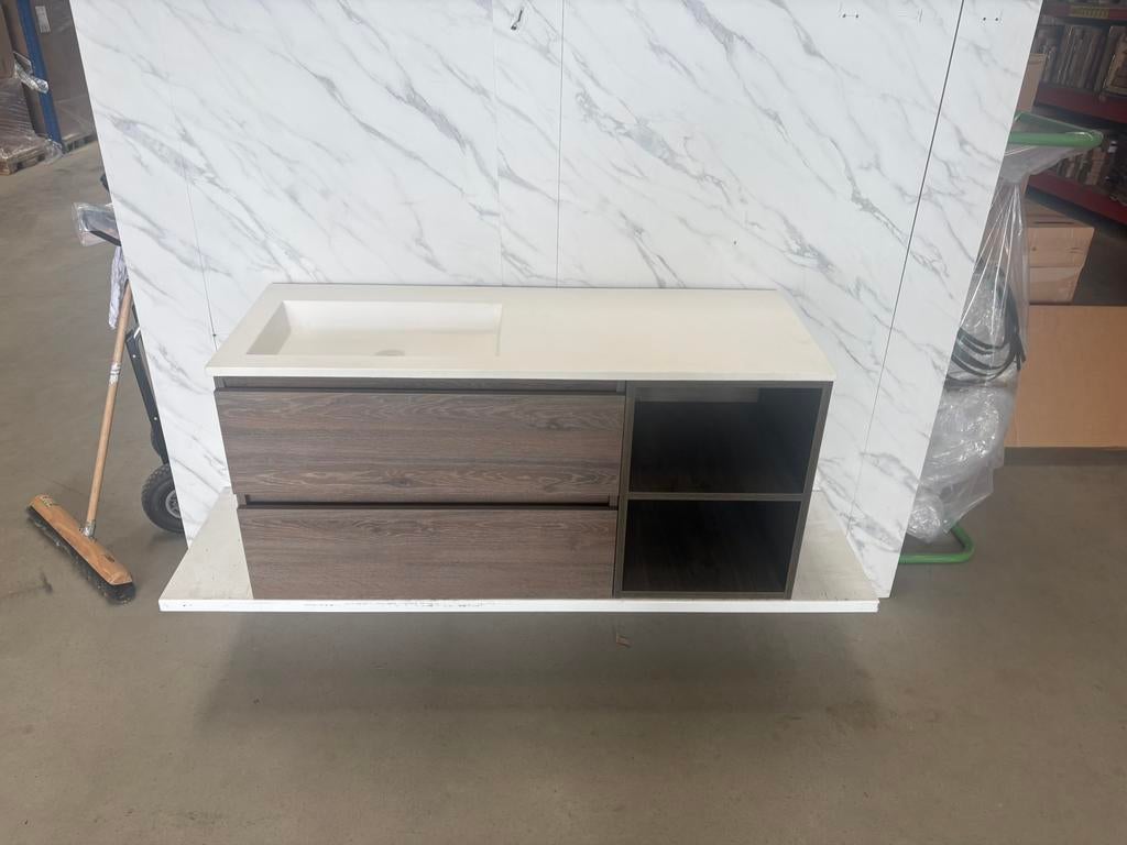 Badkamermeubel 120 cm – Espresso – Natuurstenen wastafel, 100 tot 150 cm, Wltradingnl@outlook.com, Nieuw, Ophalen of Verzenden