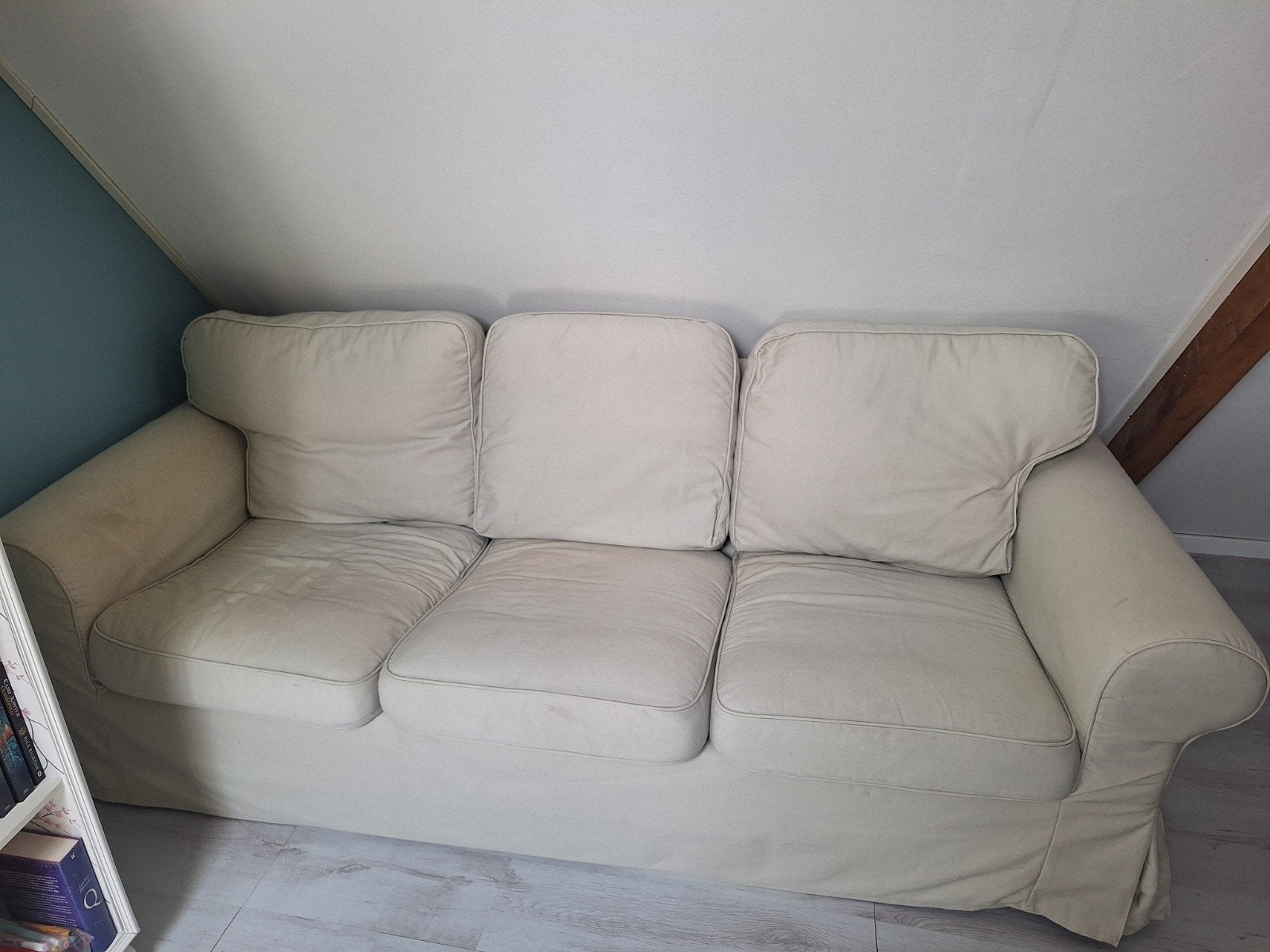 Ikea, Ektorp 3-zits, beige, Gebruikt, Driepersoons, 75 tot 100 cm, Ophalen of Verzenden