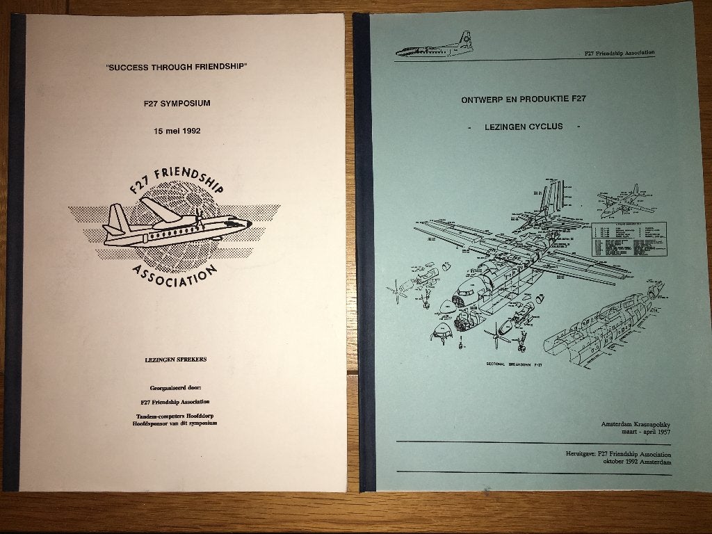 2x Fokker F27 Friendship Association Ontwerp + Produktie F27, Ophalen of Verzenden, Zo goed als nieuw, Boek of Tijdschrift
