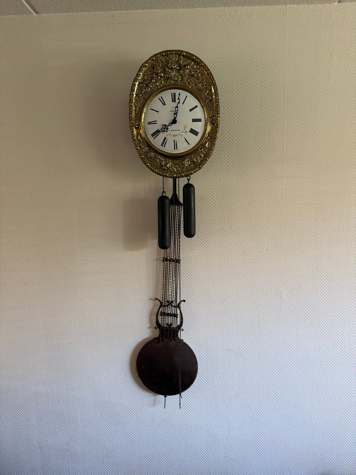 Antieke Perry Huy à Monflanquin Wandklok, Ophalen of Verzenden