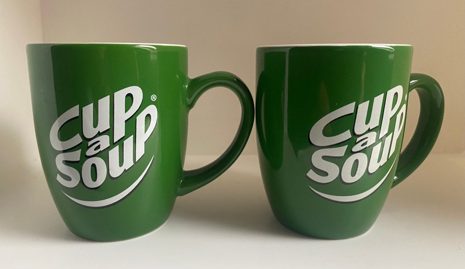 2 Cup a Soup mokken. Hoogte 9,5 cm, Overige merken, Zo goed als nieuw, Overige stijlen, Aardewerk