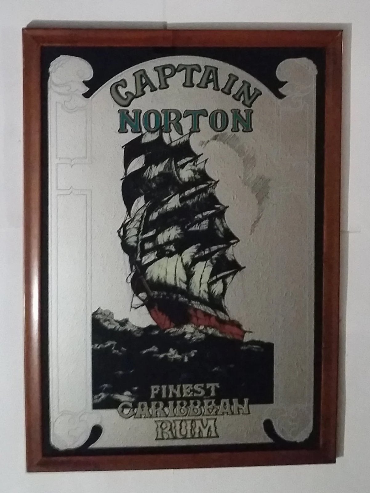 Antieke Captain Norton spiegel, Ophalen of Verzenden, Rechthoekig, 50 tot 100 cm, 100 tot 150 cm