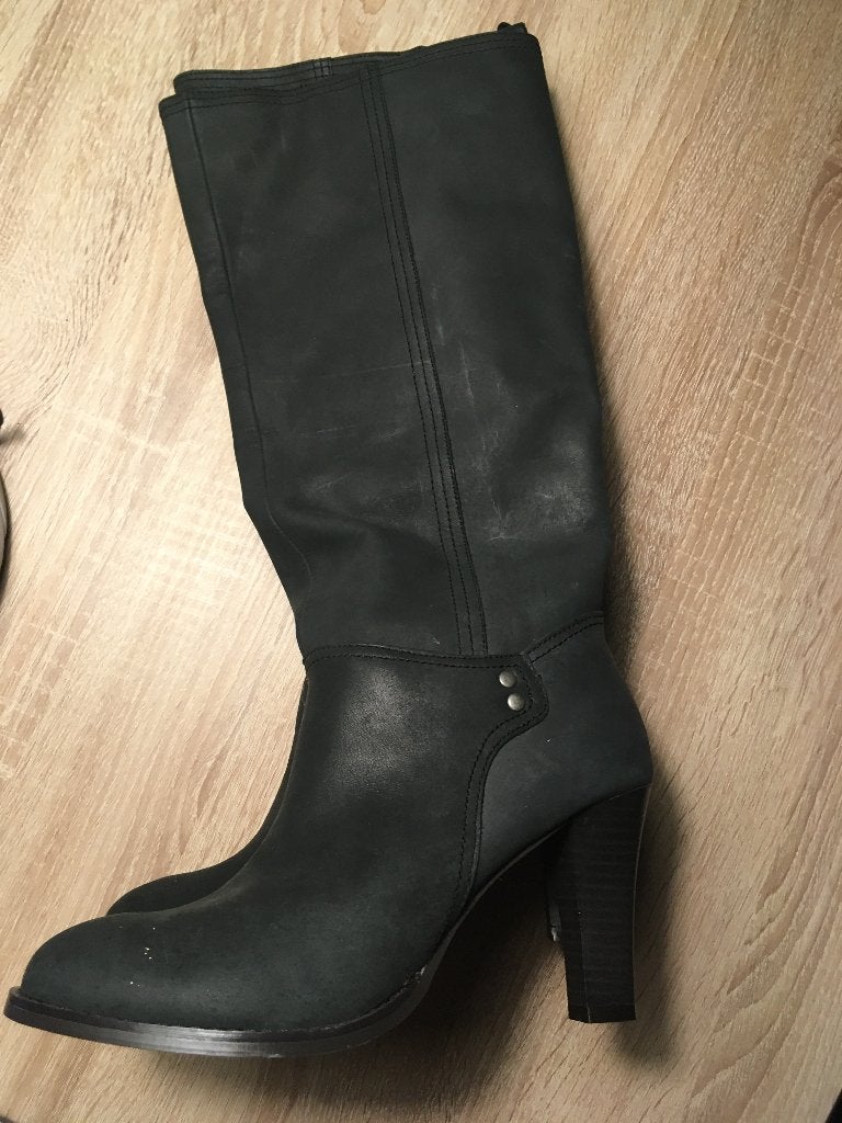 Hoge leren schacht laarzen mt 39 NIEUW, Hoge laarzen, Zwart, Nieuw, Ophalen of Verzenden