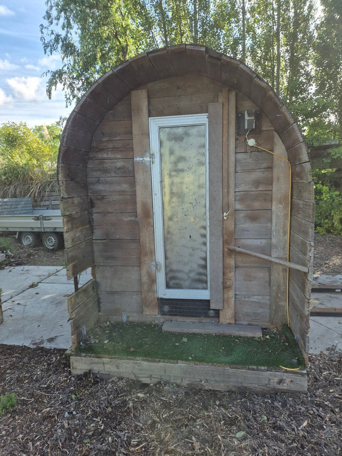 Zelfgemaakte sauna met houtkachel en twee ligbedden, Ophalen of Verzenden, Gebruikt