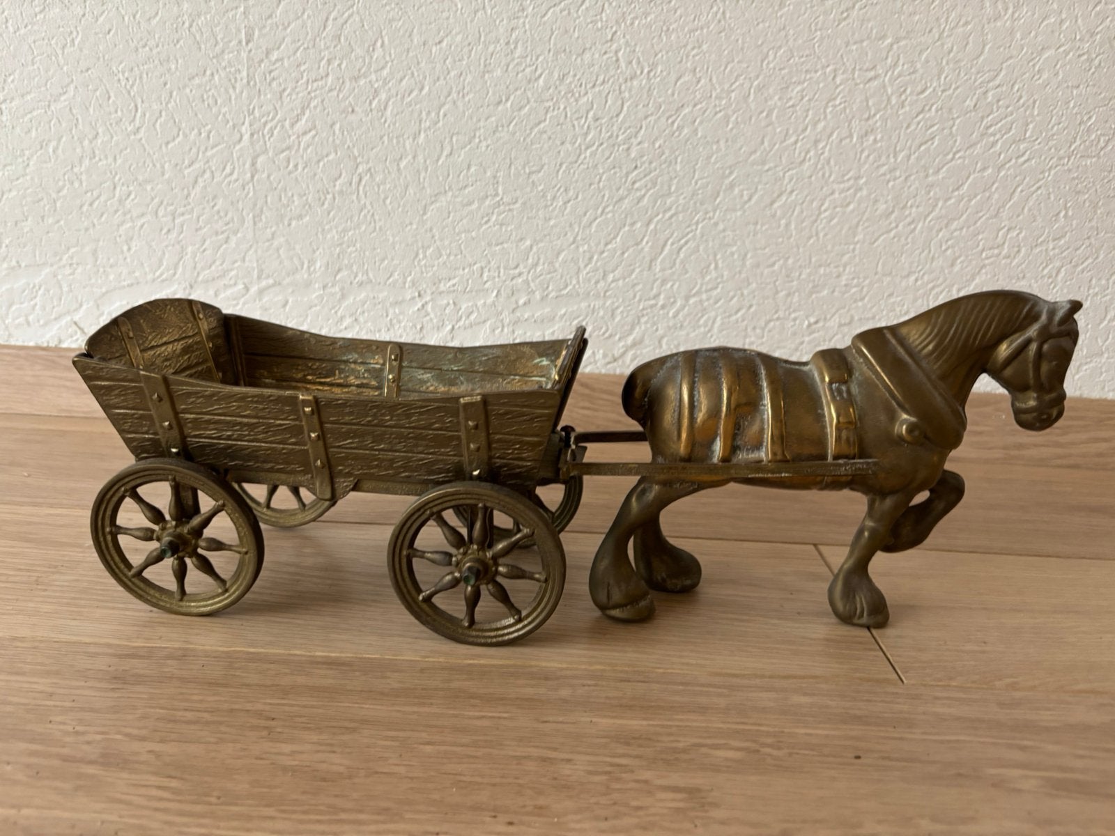 Koperen paard met kar, Ophalen of Verzenden