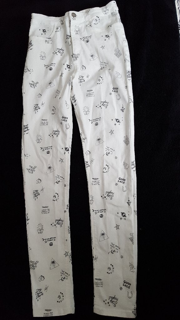 Jeans Girl wit H&M mt.14 (158-162) Z.g.a.n., Ophalen of Verzenden, Zo goed als nieuw, Meisje, Broek