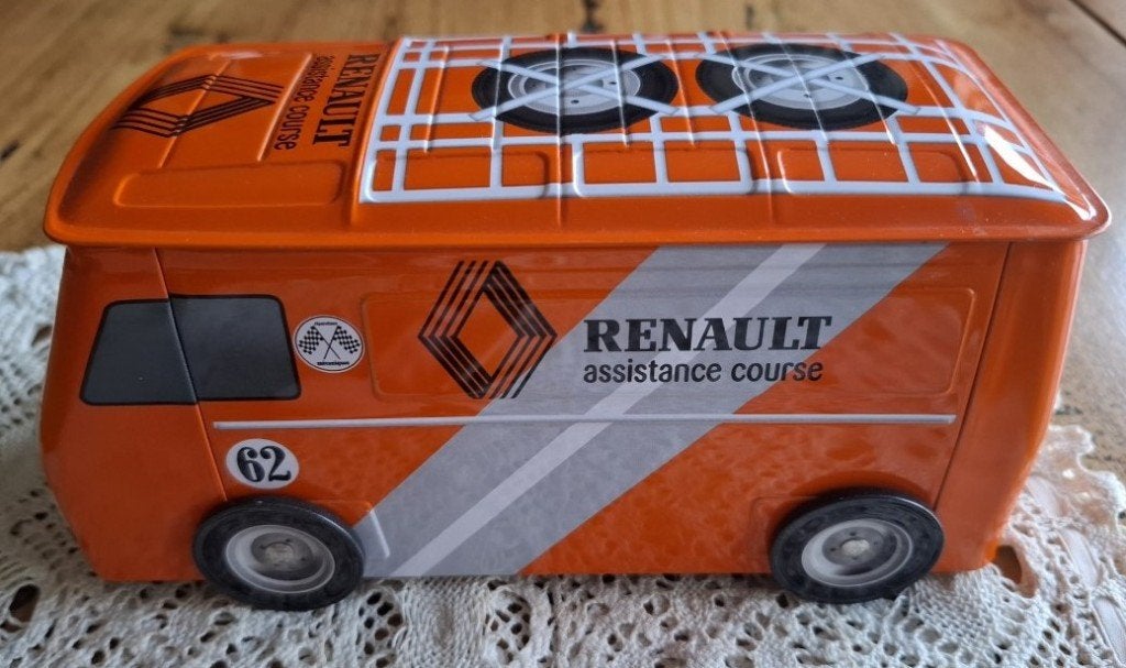 Frans blik, oranje Renault Estafette, " assistance course", Ophalen of Verzenden, Gebruikt, Koek(jes), Overige merken