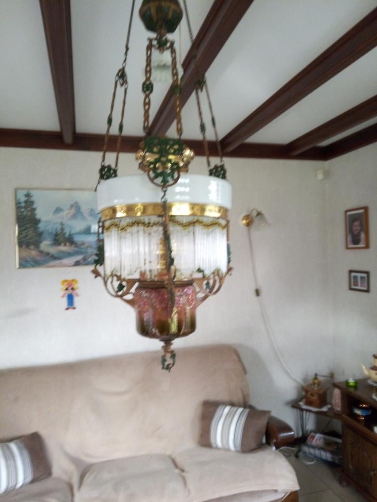 Gezellige Antieke Hang Olielamp GEBRUIKSKLAAR !!!, Ophalen