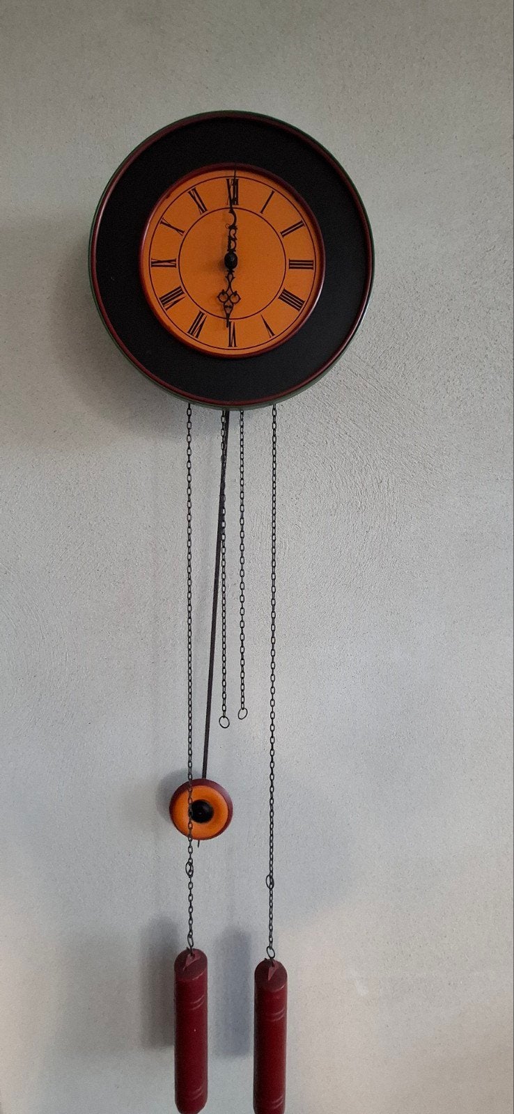 Vintage wandklok Orfac met kettingen en gewichten, Ophalen of Verzenden