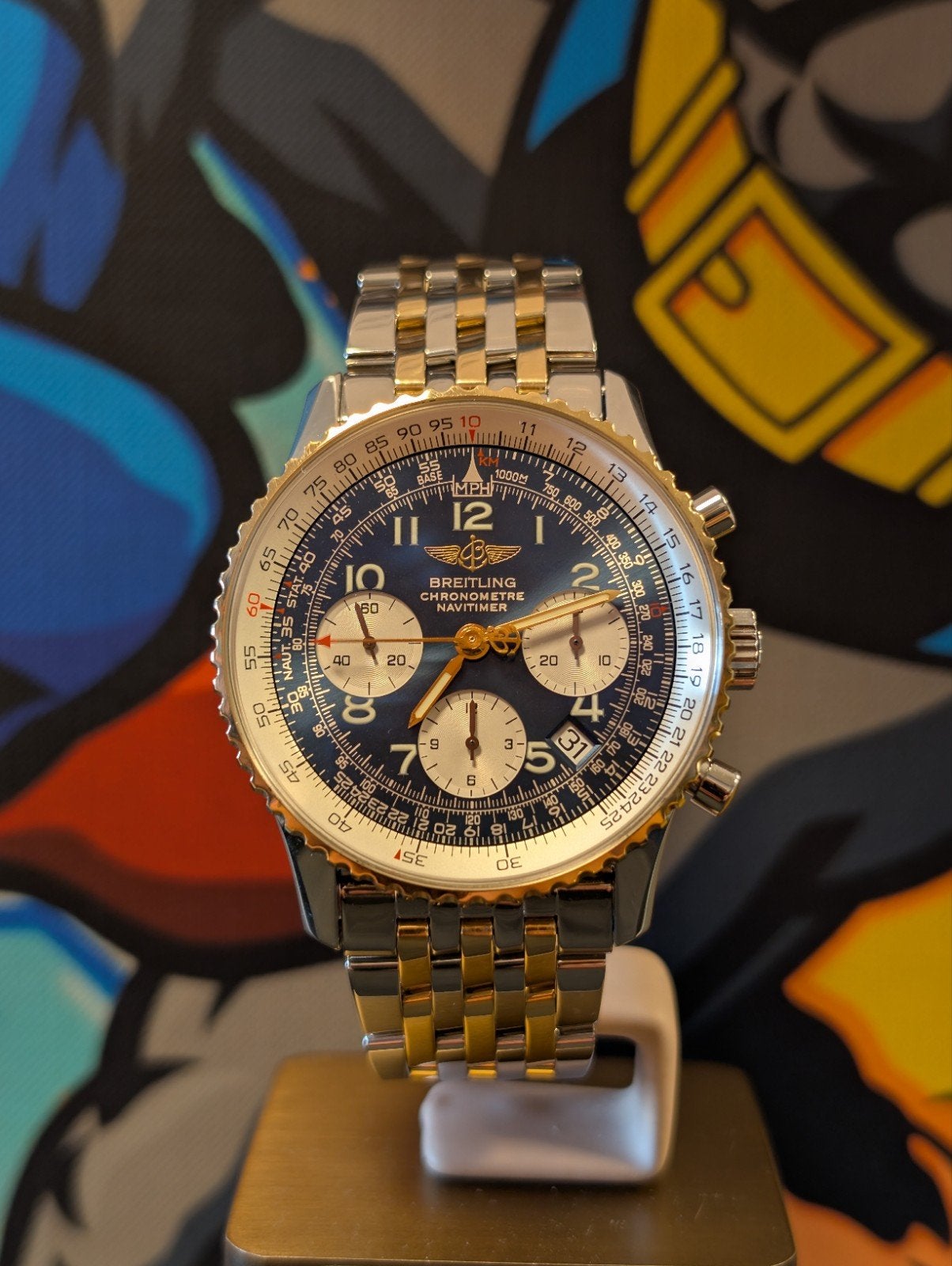 Breitling Navitimer goud/staal prachtige wijzerplaat, Sieraden, Tassen en Uiterlijk, Horloges | Heren, Ophalen of Verzenden, Zo goed als nieuw