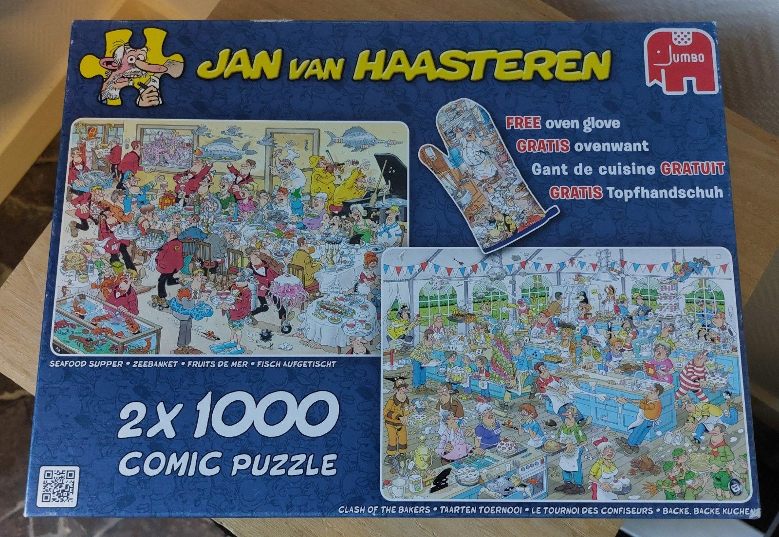 Jan van Haasteren 2x1000 puzzel - mist 1 stukje, Hobby en Vrije tijd, Ophalen of Verzenden, 500 t/m 1500 stukjes, Gebruikt