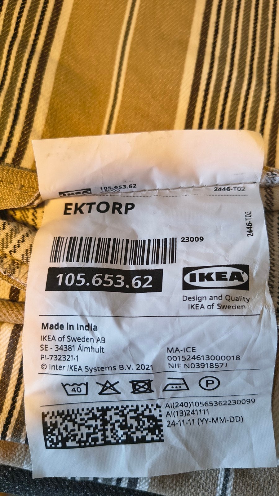 Hoes voor IKEA Ektorp 2-zits bank - Zo goed als nieuw, Ophalen of Verzenden, Zo goed als nieuw, Tweepersoons, Stof