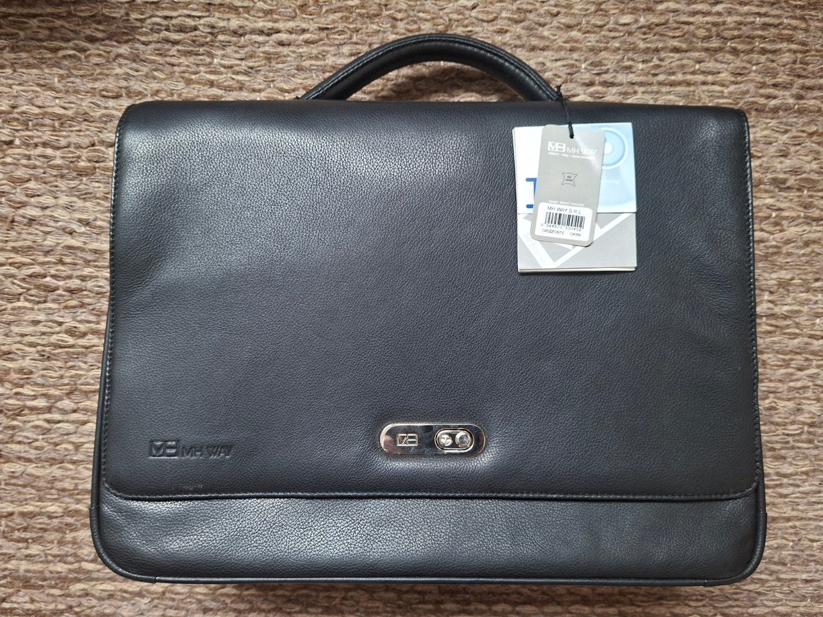 MH WAY Italiaans lederen Laptoptas - Zwart, Nieuw, Ophalen of Verzenden, Nieuw, Zwart, Overige typen